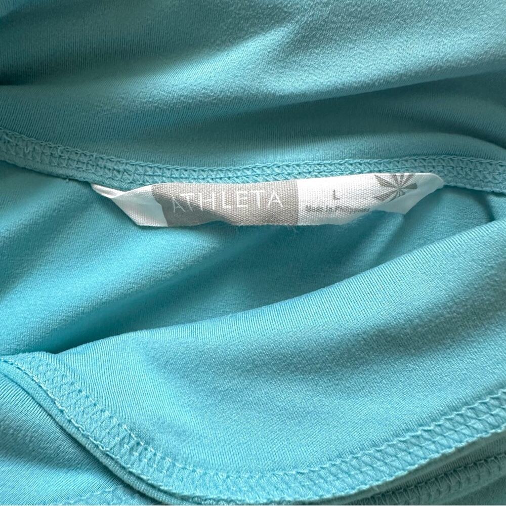 Athleta Top Light Blue Split Mock Turtleneck Long… - image 2